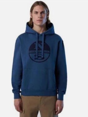 North Sails Navy Blue Pullover Hoodie with Tonal Logo